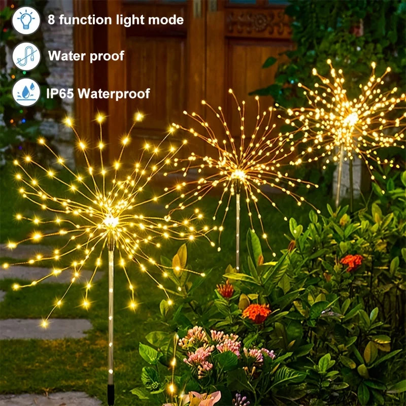 Solar Fireworks Lights Outdoor Garden Patio Holiday Decoration