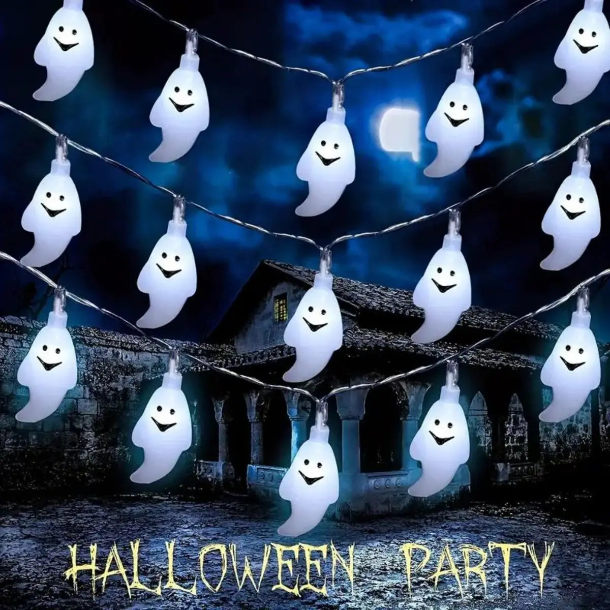 Halloween String Lights, Ghost Decoration Lights, Battery Powered