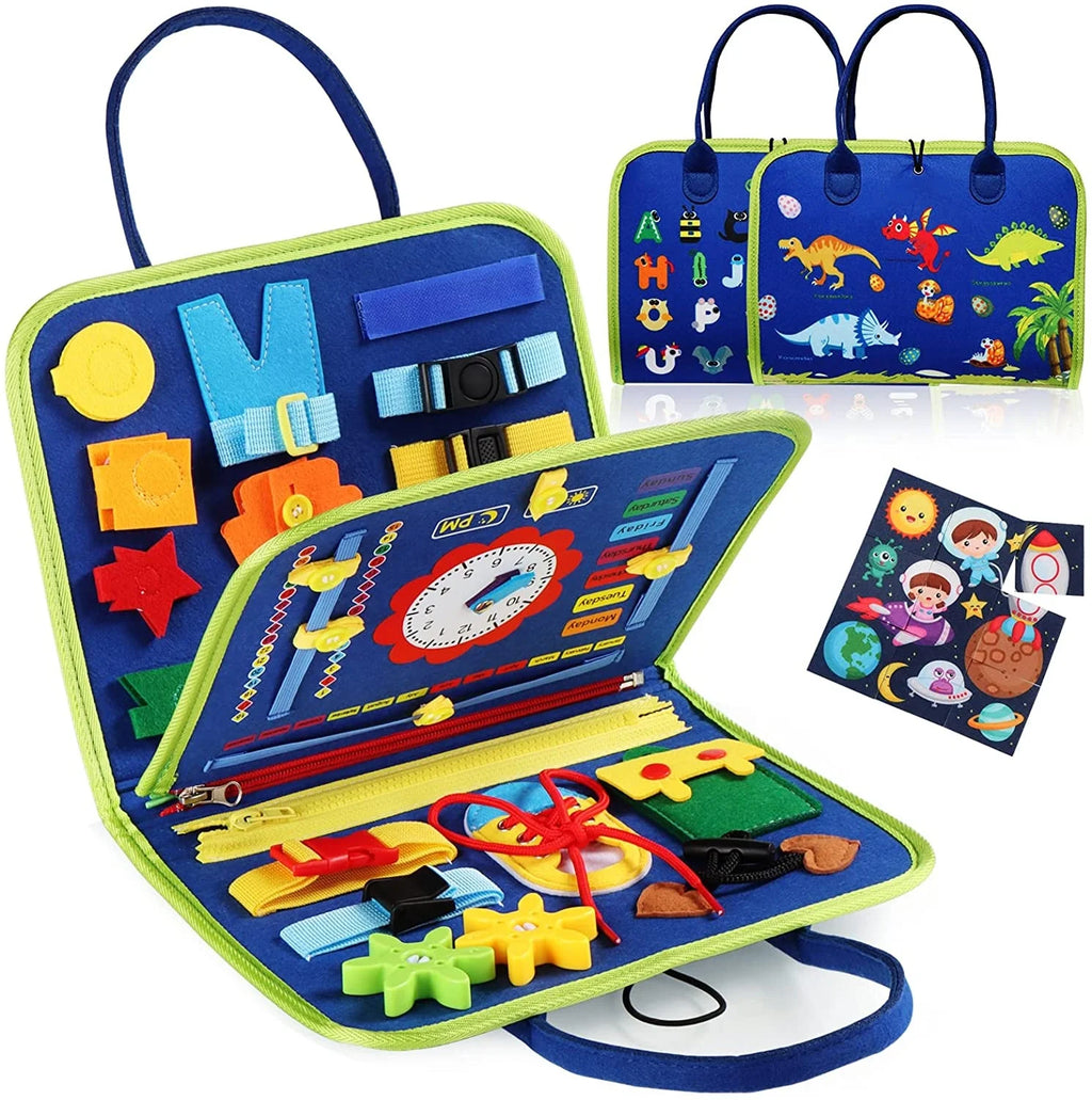 Montessori Busy Board for Toddlers, Sensory Life Skills Learning Toy