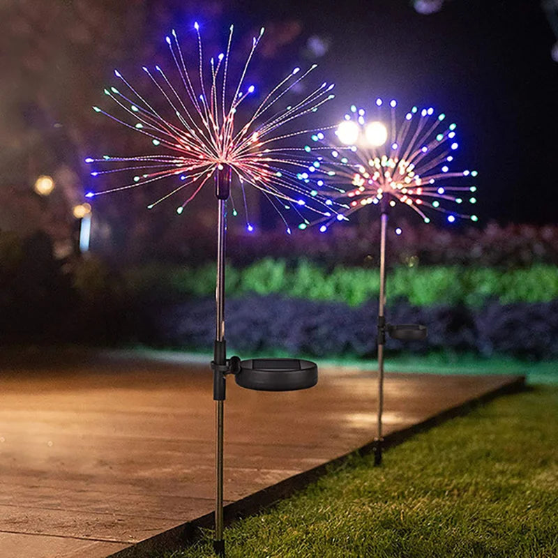 Solar Fireworks Lights Outdoor Garden Patio Holiday Decoration