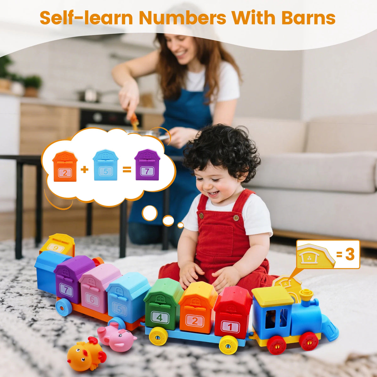 Montessori Train Set Farm Counting Sorting Matching Toy for Toddlers