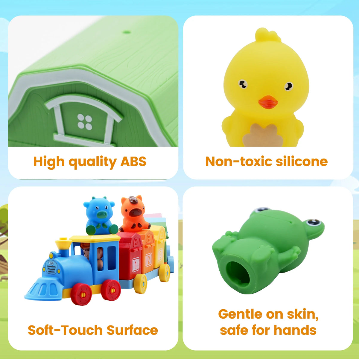 Montessori Train Set Farm Counting Sorting Matching Toy for Toddlers