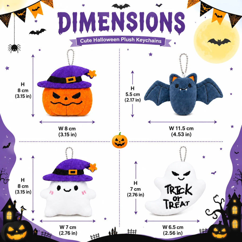 Halloween Mini Plush Keychains – Ghost Stuffed Animal Party Favors