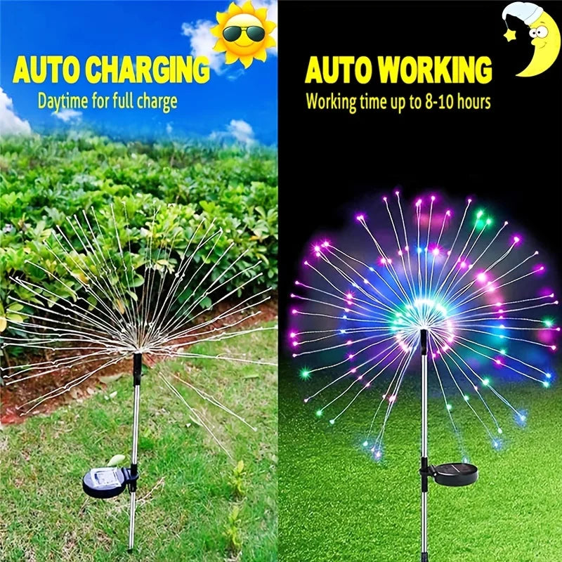 Solar Fireworks Lights Outdoor Garden Patio Holiday Decoration