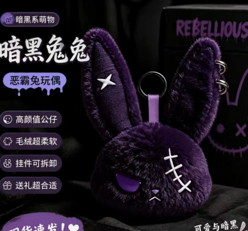 Gothic Rabbit Plush – Cute Edgy Bunny Doll Keychain