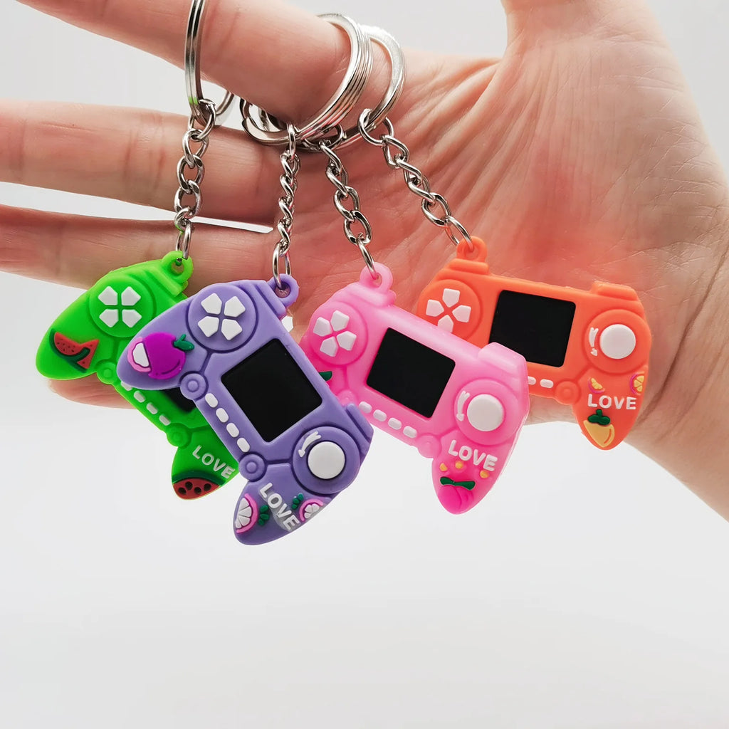 1PC PVC Game Handle Machine Keychain Key Ring Cute Simulation Gamepad Joystick Model Key Chain Bag Car Hanging Accessories