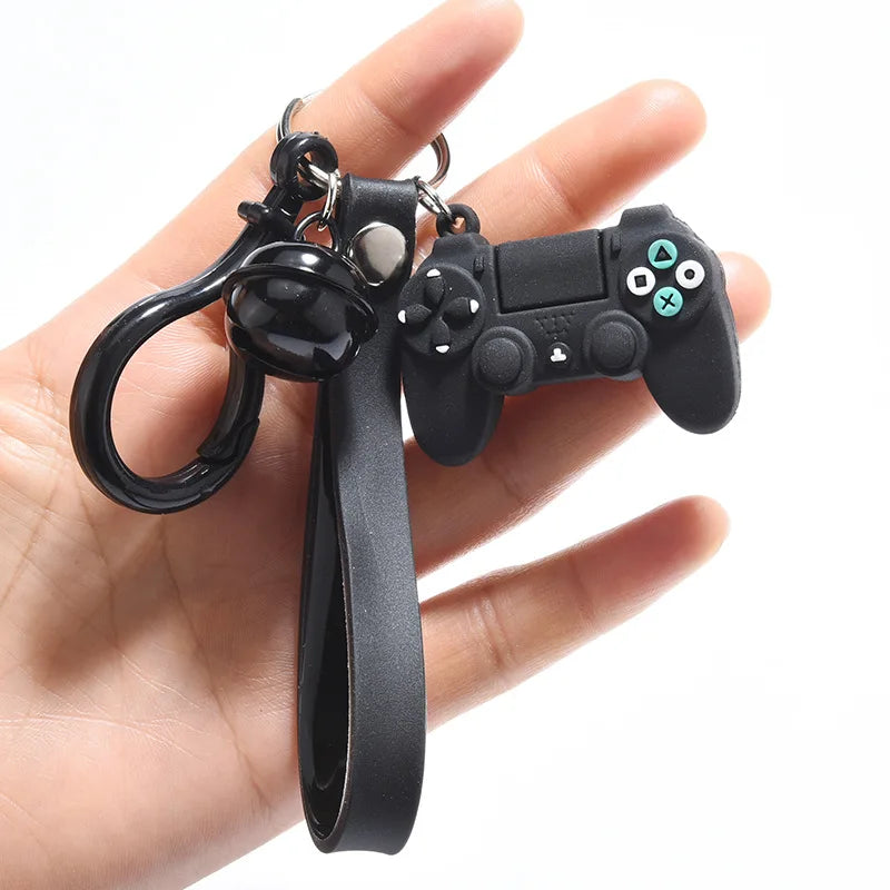 1PC PVC Game Handle Machine Keychain Key Ring Cute Simulation Gamepad Joystick Model Key Chain Bag Car Hanging Accessories