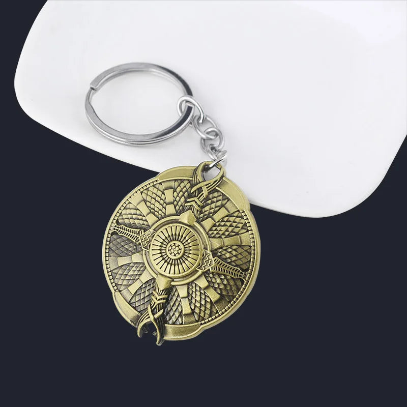 Sword Keychain Metal Pendant Antique Silver Keyring for Collectors