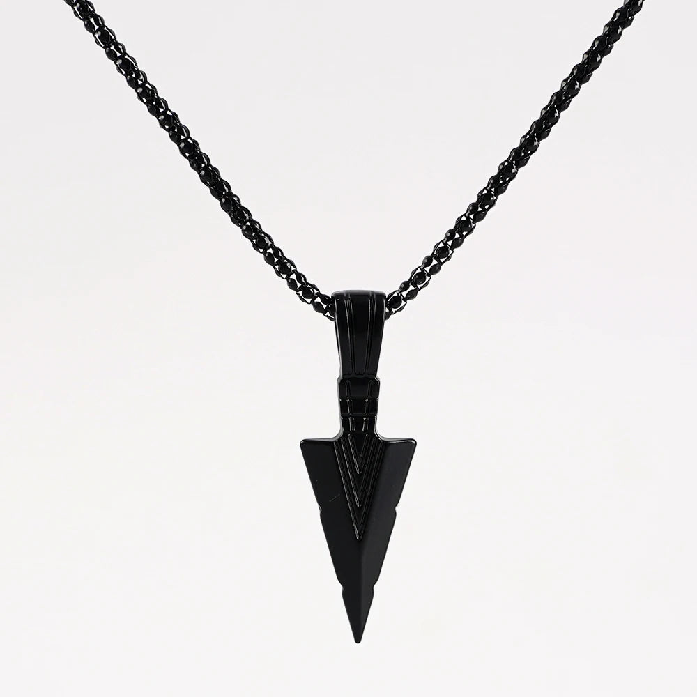 Arrow Pendant Necklace Matte Black Punk Chain for Men