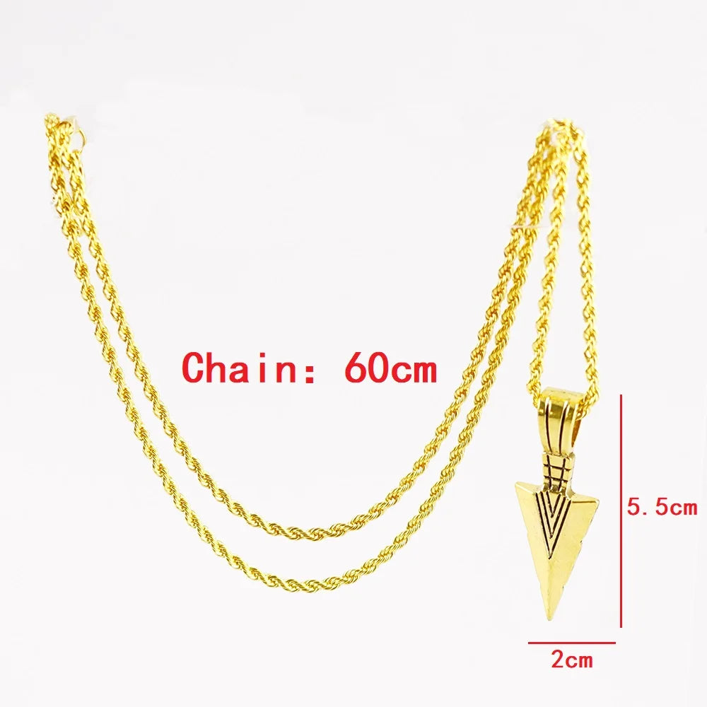 Arrow Pendant Necklace Matte Black Punk Chain for Men