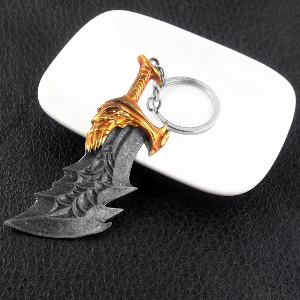 Sword Keychain Metal Pendant Antique Silver Keyring for Collectors