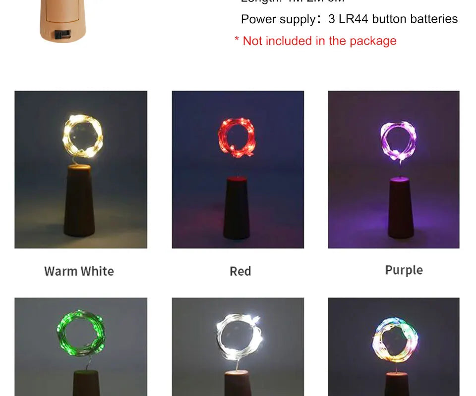Wine Bottle LED Lights – Cork String Lights for Party Decor