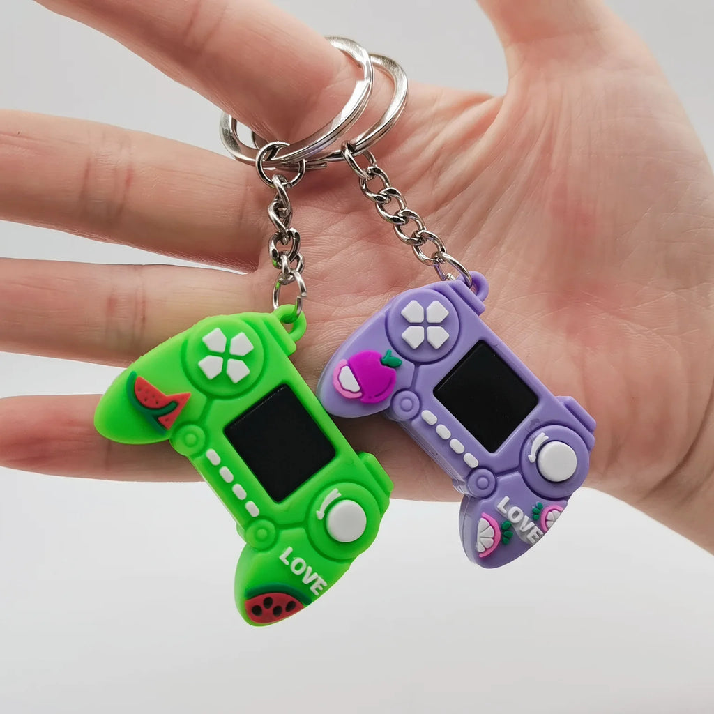 1PC PVC Game Handle Machine Keychain Key Ring Cute Simulation Gamepad Joystick Model Key Chain Bag Car Hanging Accessories