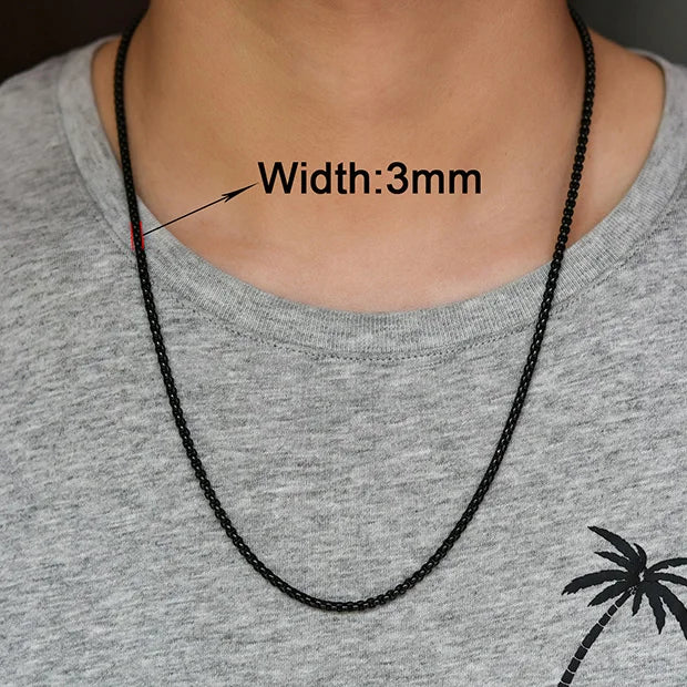 Stainless Steel Box Chain Necklace – 14–40 Inch