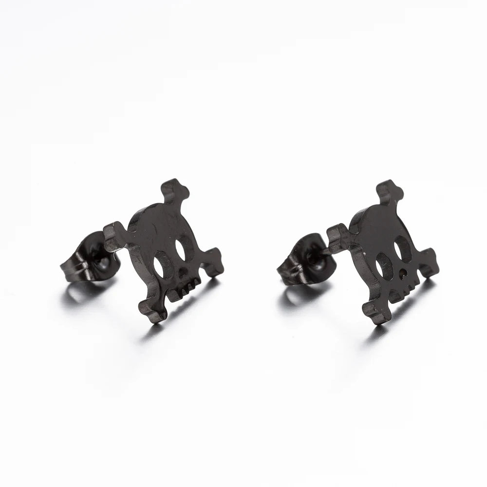 Skull Stud Earrings – Stainless Steel Gothic Earrings for Women