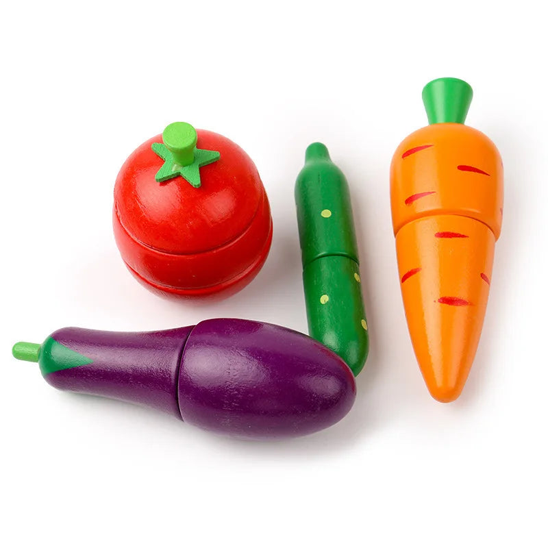 Wooden Cutting Fruit Toy Montessori Pretend Play Kitchen Set