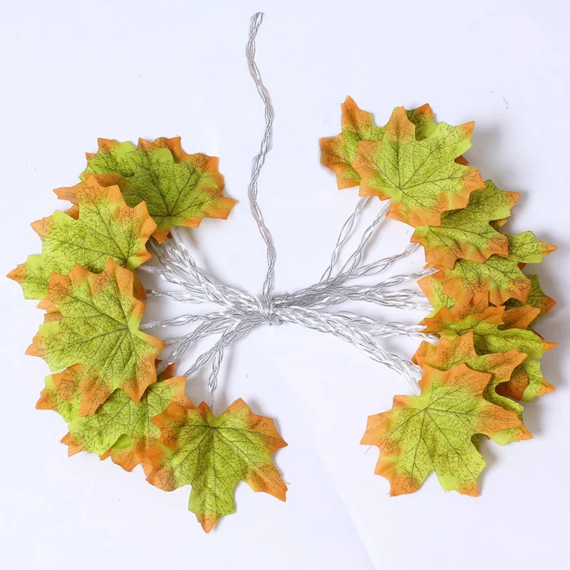 Christmas Maple Leaf Garland – LED String Lights for Party Decor