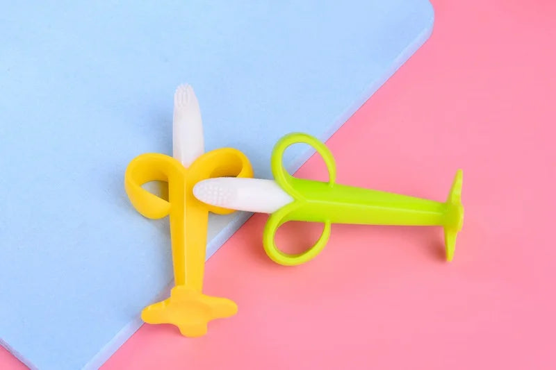 Baby Silicone Toothbrush & Teether – Banana Training Brush