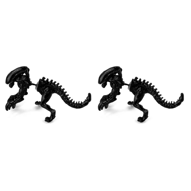 Alien Stud Earrings – Black Enamel 3D Animal Earrings