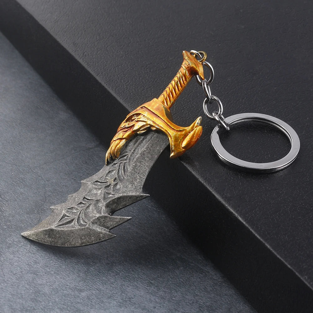 Sword Keychain Metal Pendant Antique Silver Keyring for Collectors
