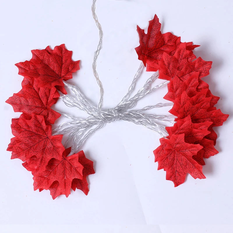 Christmas Maple Leaf Garland – LED String Lights for Party Decor