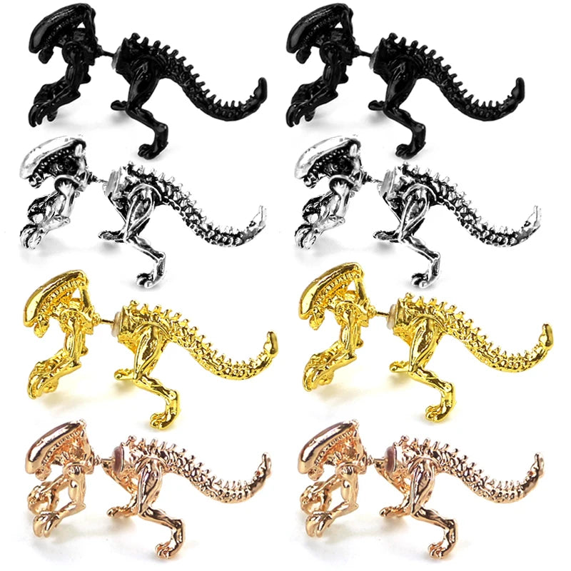 Alien Stud Earrings – Black Enamel 3D Animal Earrings