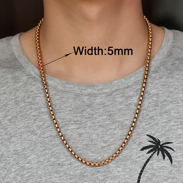 Stainless Steel Box Chain Necklace – 14–40 Inch