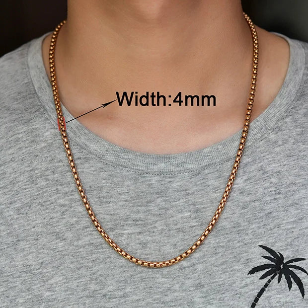 Stainless Steel Box Chain Necklace – 14–40 Inch