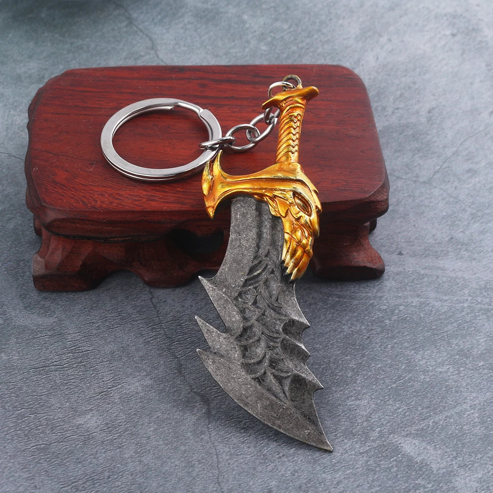 Sword Keychain Metal Pendant Antique Silver Keyring for Collectors