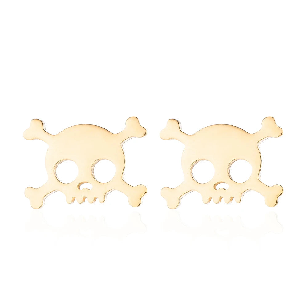 Skull Stud Earrings – Stainless Steel Gothic Earrings for Women