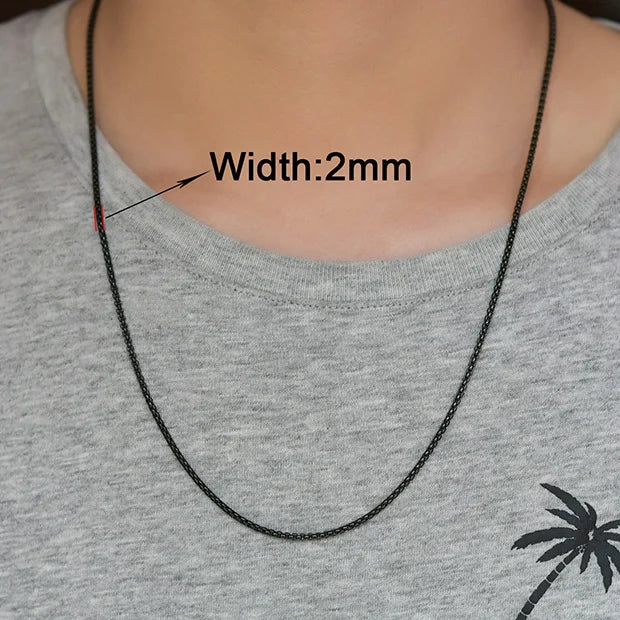 Stainless Steel Box Chain Necklace – 14–40 Inch