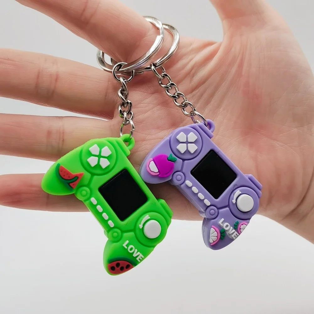1PC PVC Game Handle Machine Keychain Key Ring Cute Simulation Gamepad Joystick Model Key Chain Bag Car Hanging Accessories