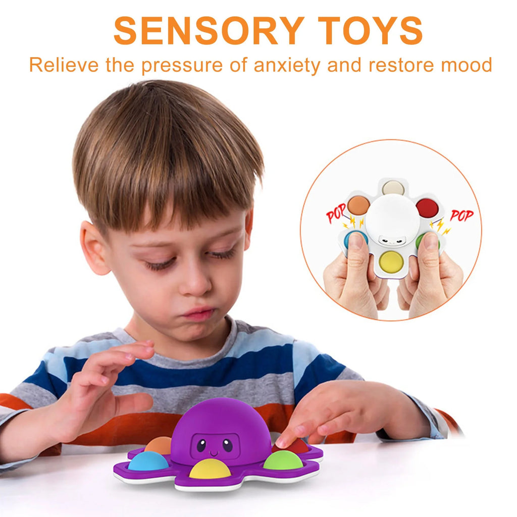 Pop It Fidget Spinner Push Bubble Sensory Stress Relief Toy