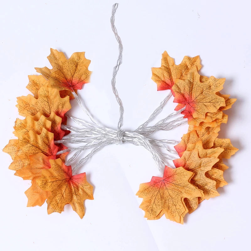 Christmas Maple Leaf Garland – LED String Lights for Party Decor