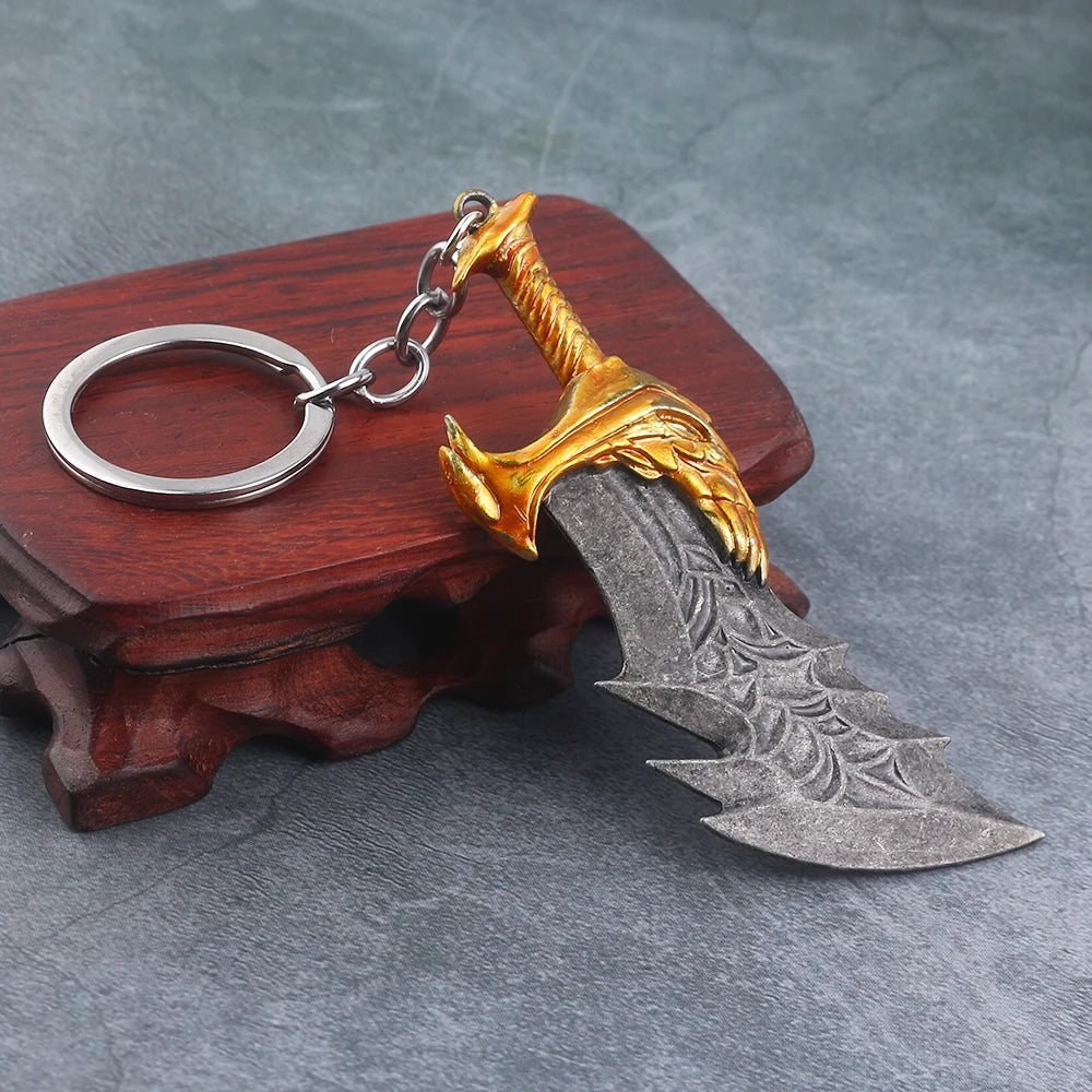 Sword Keychain Metal Pendant Antique Silver Keyring for Collectors