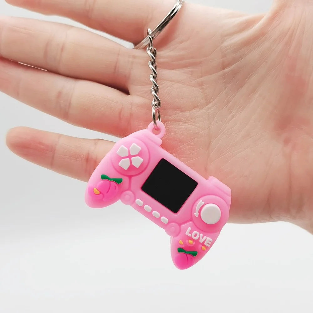1PC PVC Game Handle Machine Keychain Key Ring Cute Simulation Gamepad Joystick Model Key Chain Bag Car Hanging Accessories