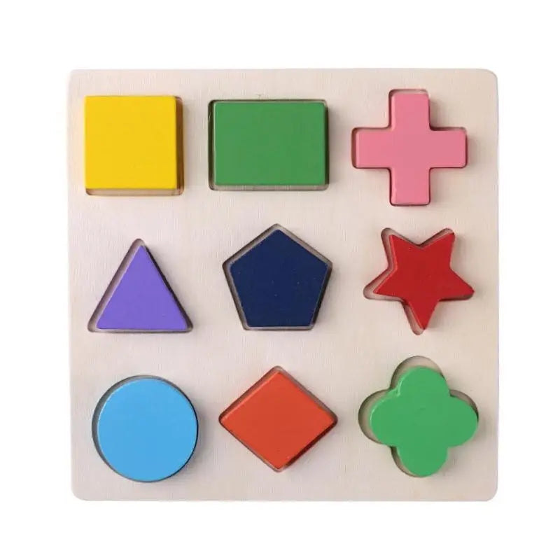 Wooden Geometric Puzzle – Montessori Shape Sorting Toy for Toddlers