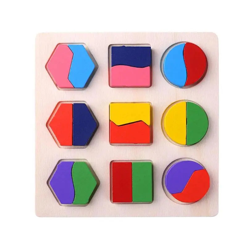Wooden Geometric Puzzle – Montessori Shape Sorting Toy for Toddlers
