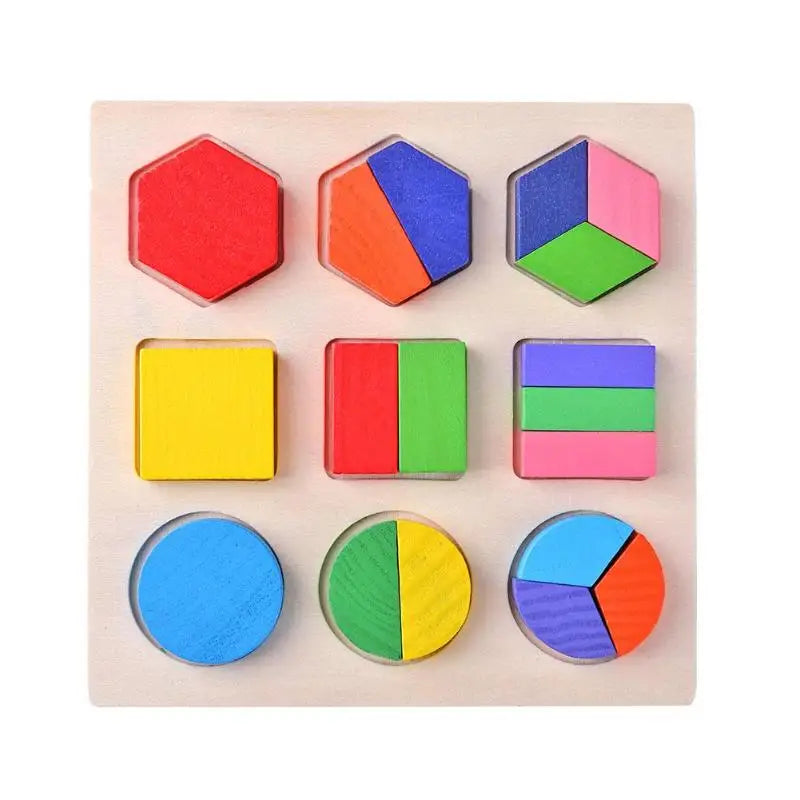 Wooden Geometric Puzzle – Montessori Shape Sorting Toy for Toddlers