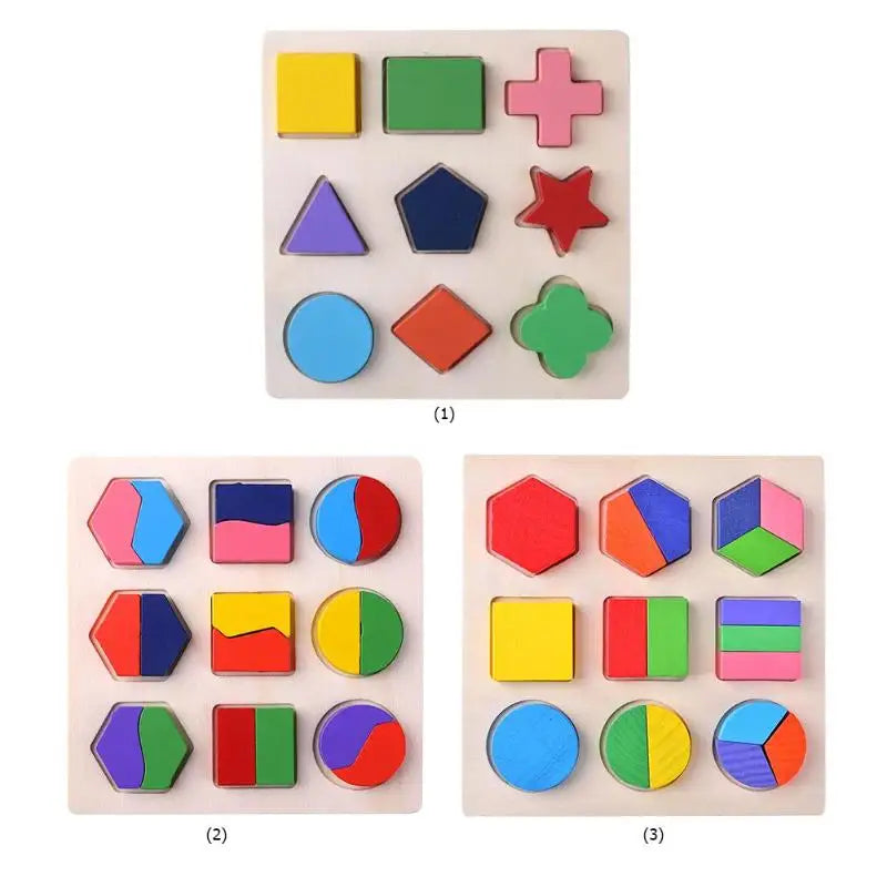 Wooden Geometric Puzzle – Montessori Shape Sorting Toy for Toddlers
