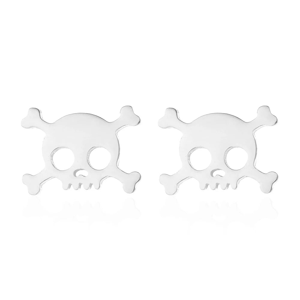 Skull Stud Earrings – Stainless Steel Gothic Earrings for Women