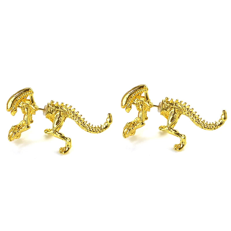 Alien Stud Earrings – Black Enamel 3D Animal Earrings