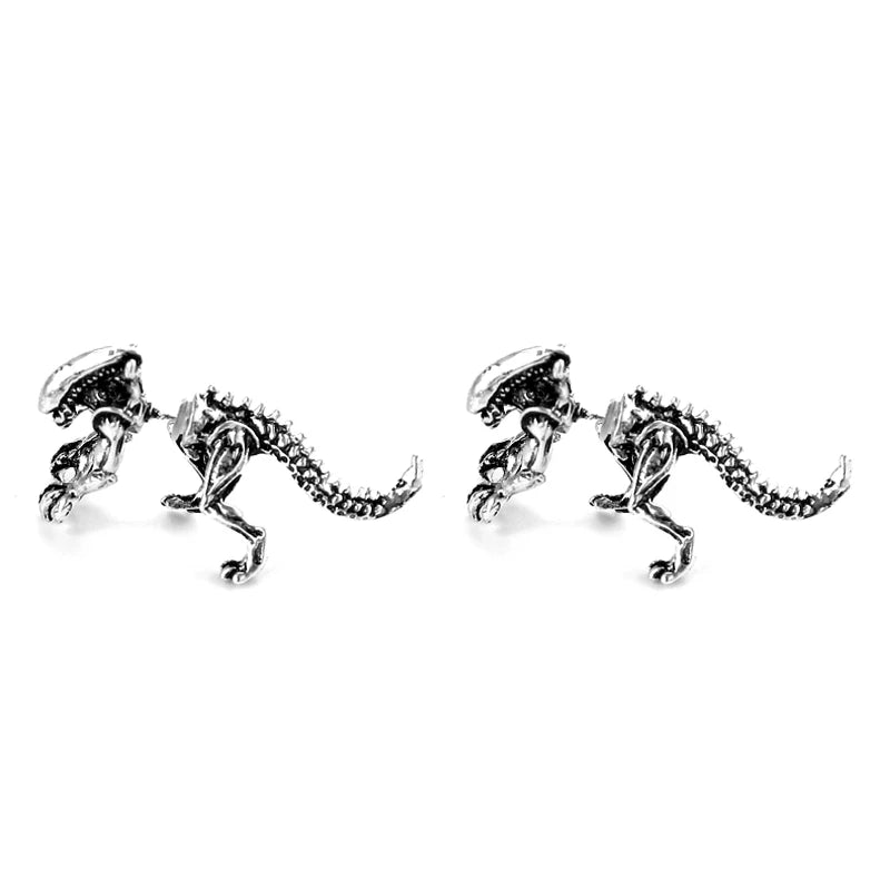 Alien Stud Earrings – Black Enamel 3D Animal Earrings