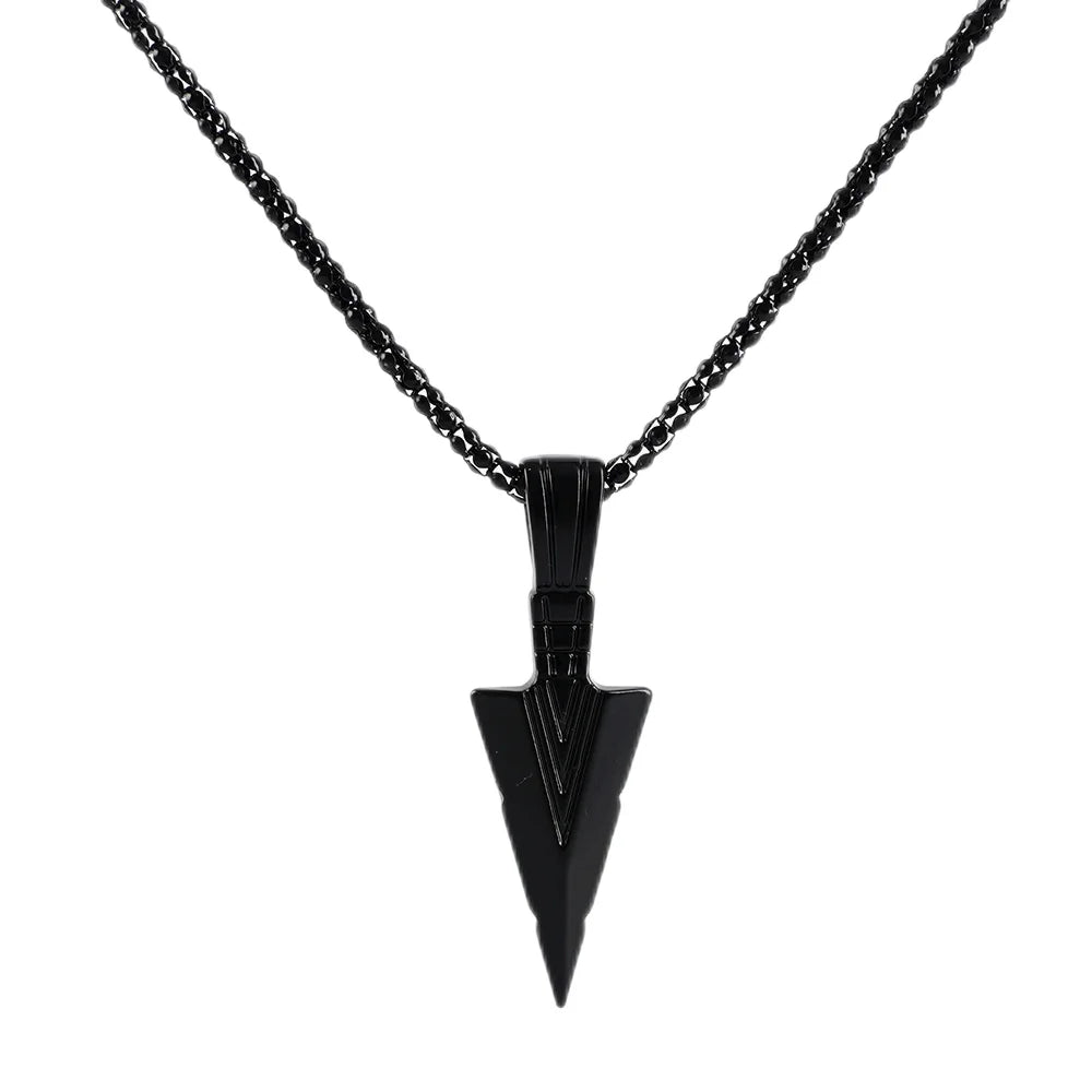 Arrow Pendant Necklace Matte Black Punk Chain for Men
