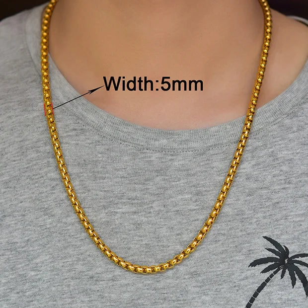 Stainless Steel Box Chain Necklace – 14–40 Inch