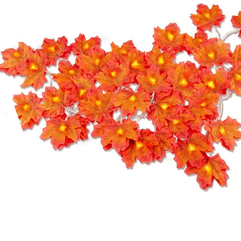 Christmas Maple Leaf Garland – LED String Lights for Party Decor