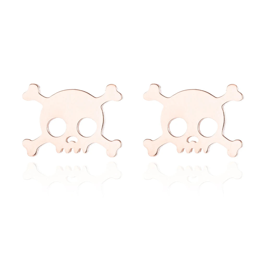 Skull Stud Earrings – Stainless Steel Gothic Earrings for Women