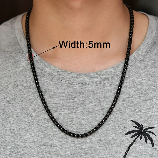 Stainless Steel Box Chain Necklace – 14–40 Inch