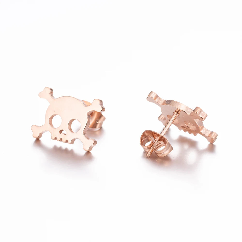 Skull Stud Earrings – Stainless Steel Gothic Earrings for Women