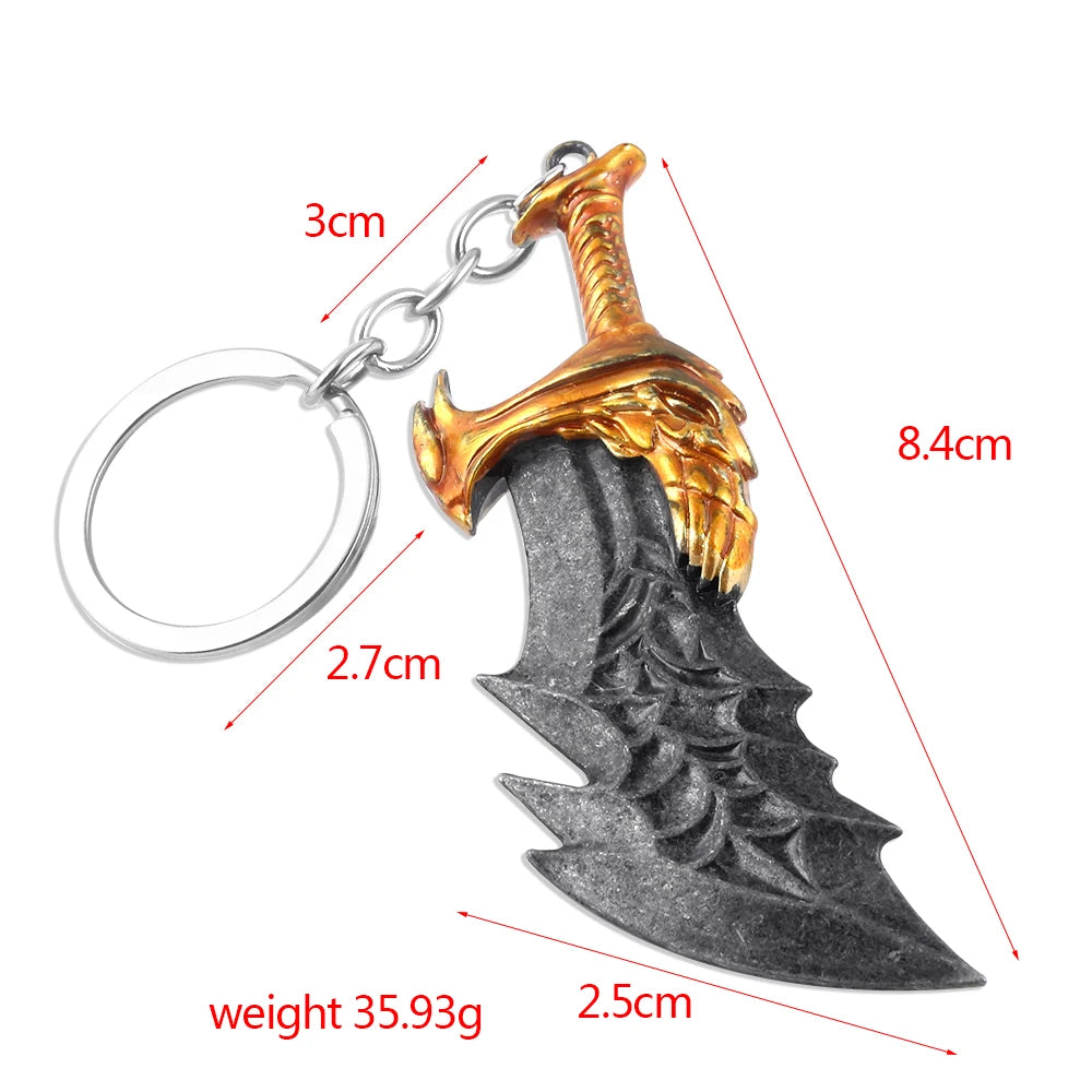 Sword Keychain Metal Pendant Antique Silver Keyring for Collectors